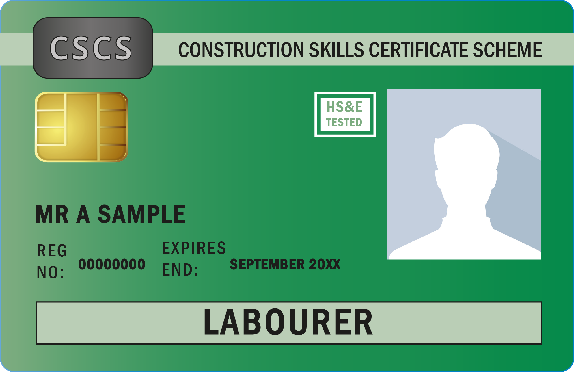 Bildet viser grønn Cscs Labourer card 