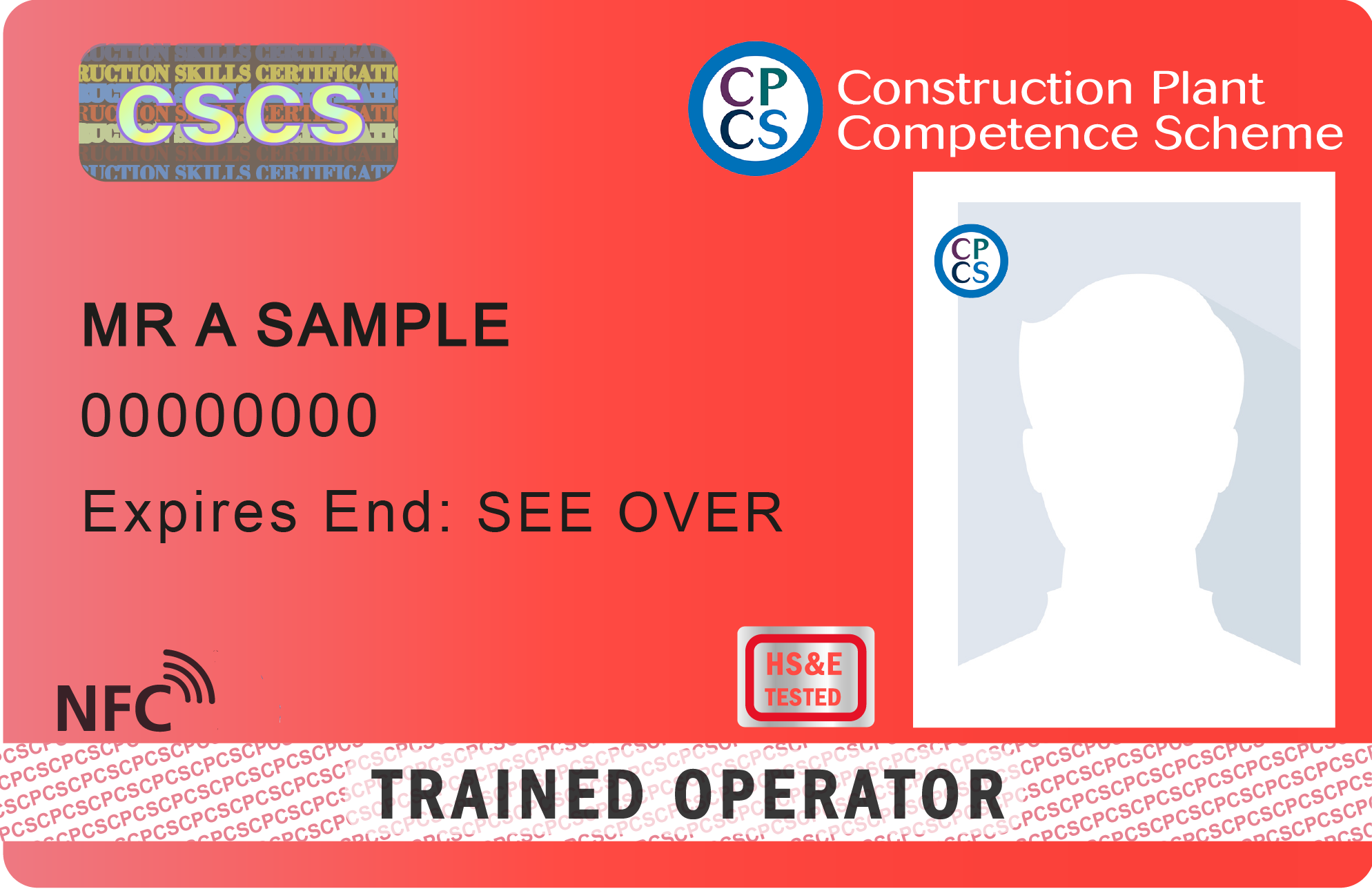 Image shows CPCS Red Trained Operator card.