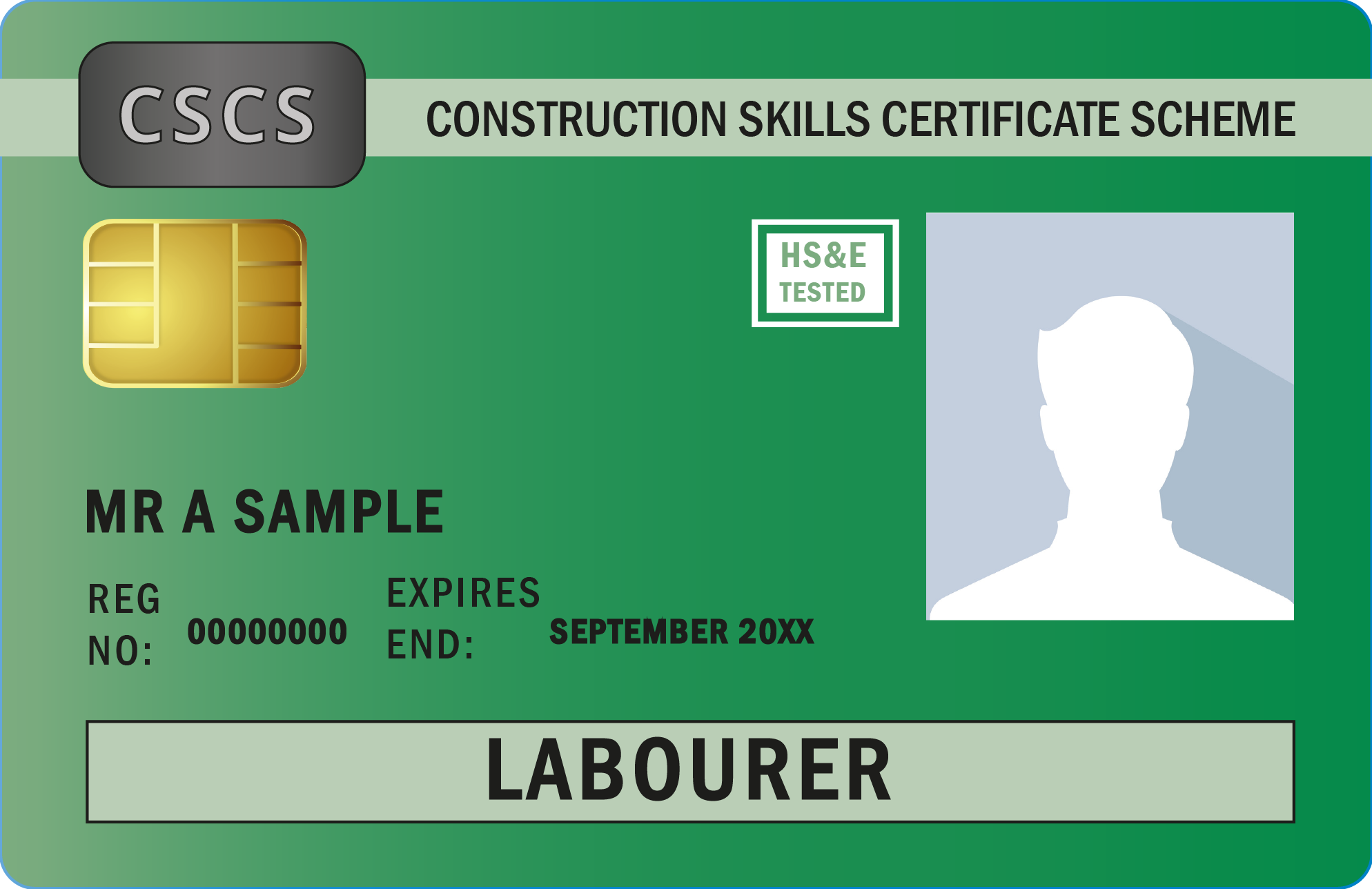 Image shows green CSCS Labourer card