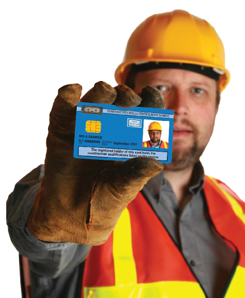 Image shows construction worker with blue CSCS card