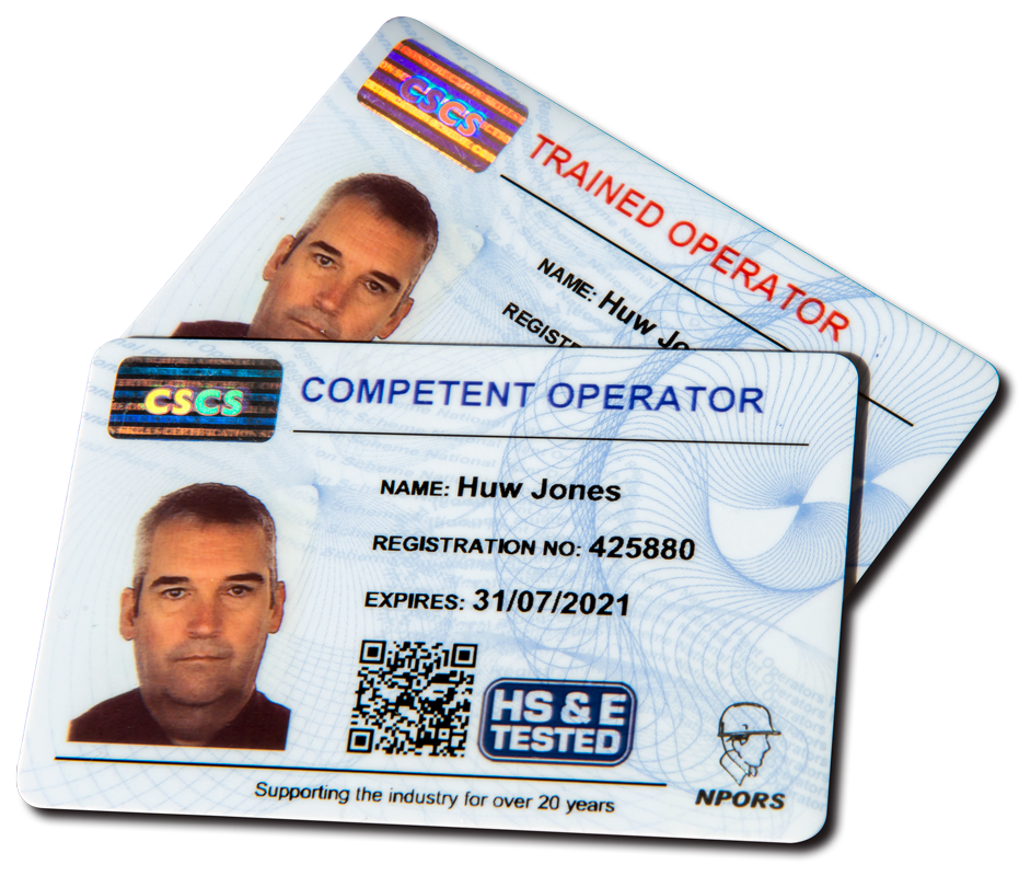 Image shows Trained Operator and Competent Operator cards.