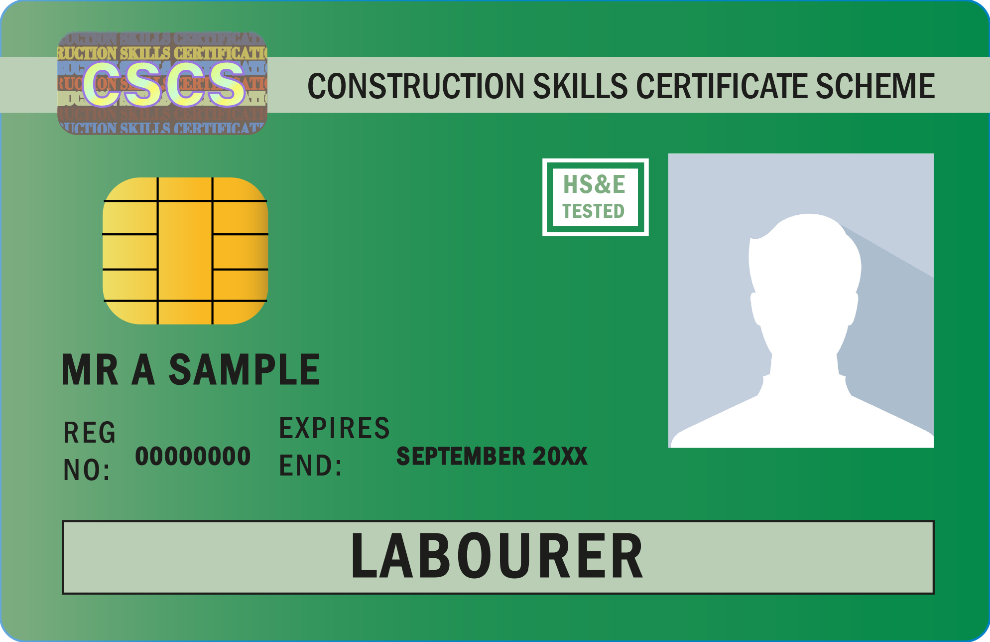 image shows CSCS green card