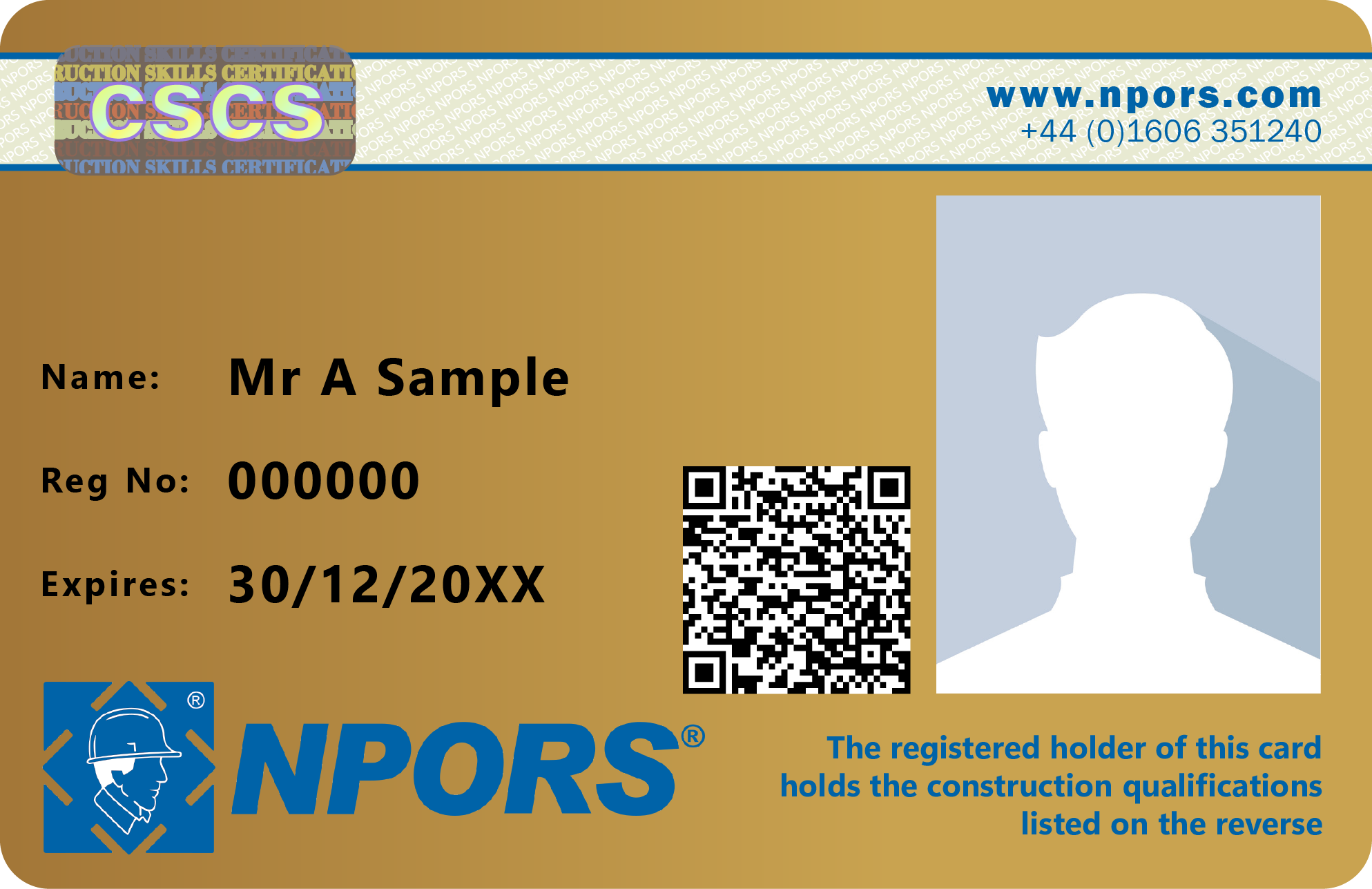 NPORS Gold Occupational Work Supervisor Card